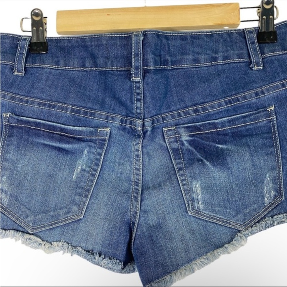 American‎ Style Iris Jeans Shorts Cutoff Lace Detail Distressed Frayed - Picture 5 of 8